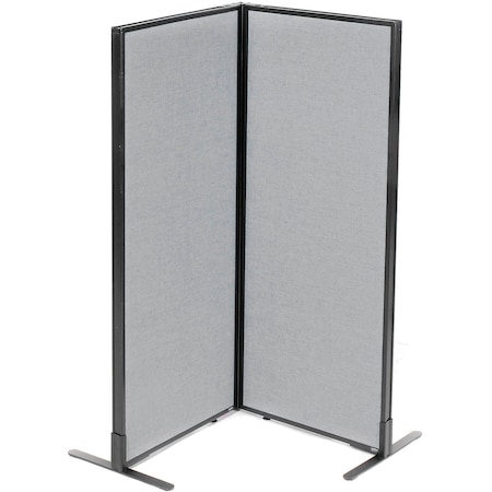 Interion By Global Industrial Interion Freestanding 2-Panel Corner Room Divider, 24-1/4inW x 60inH Panels, Gray 695062GY